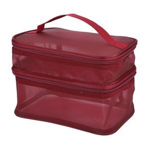 1pc Polyester Waterproof Travel Makeup Brush Cosmetic Organizer Bag Red